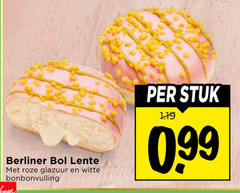  roombroodjes berliner bol lente roze glazuur witte bonbonvulling stuk 