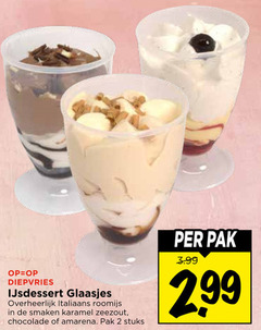  2 diepvries ijsdessert glaasjes overheerlijk italiaans roomijs smaken karamel zeezout chocolade amarena pak stuks 3.99 