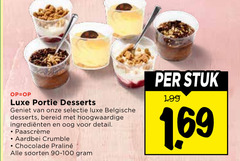  toetje luxe desserts belgische bereid hoogwaardige oog detail aardbei crumble chocolade pralinee soorten 90-100 stuk 1 69 