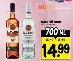  bacardi rum 18 25 700 nix18 jaar legitimatie alcohol picco carta blanc santiago soorten ml 
