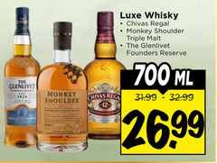  whisky 12 700 glenlivet monkey shoulder chivas luxe regal triple malt founders reserve ml 