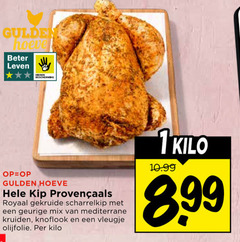  1 gulden beter leven dieren bescherming hoeve kip royaal gekruide scharrelkip geurige mix mediterrane kruiden knoflook vleugje olijfolie kilo 