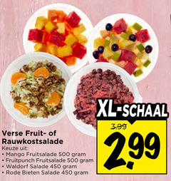  450 500 verse fruit rauwkostsalade mango fruitsalade fruitpunch waldorf salade rode bieten xl schaal 3.99 