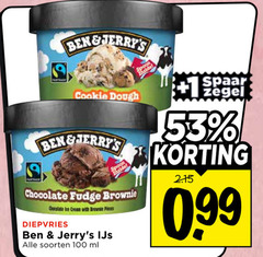  ben and jerrys ijsbekers 100 cookie dough chocolate fudge brownie cream with brown diepvries ijs soorten ml 1 spaar zegel 