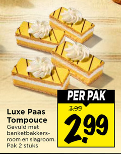  2 luxe paas tompouce gevuld banketbakkers room slagroom pak stuks 3.99 99 