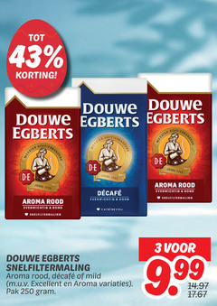  douwe egberts koffie 3 250 meester koffiebranders branders joure d.e evenwichtig rond aroma rood snelfiltermaling mild excellent pak 