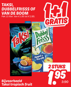  taksi dubbelfrisss fruitdrank 1 2 40 boom pak liter tropisch fruit dubbel frisss rijk vitamine zuivel appel perzik stuks 