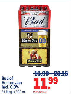 24 100 300 bud of hertog jan incl . 0.0     trade mark o registered king beers alcoholvrij bier 16.99-23.16 11.99 flesjes ml 13.07-14.51