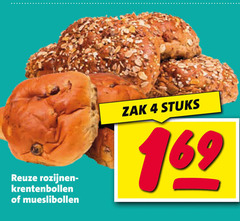  krentenbollen mueslibolletjes 4 rozijnen mueslibollen zak stuks 