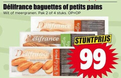  delifrance petit pains stokbrood 2 4 99 baguettes petits wit meergranen pak stuks 