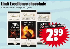  lindt chocolade 100 excellence reep orange intense cacao noir 