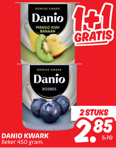  1 2 450 romige kwark danio mango kiwi banaan bosbes beker stuks 