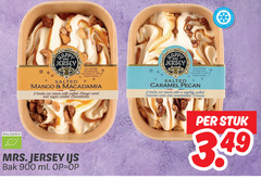  ijsspecialiteit 100 biologisch happy jersey salted eco friendly lid from corn climate neutral mango macadamia vanilla ice cream with swirl and sugar coated caramel pecan slightly ijs bak ml diepvries stuk 