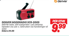  denver am fm radio luidspreker led zaklamp opladen usb gebruiken handslinger solar elders stuk 9 99 