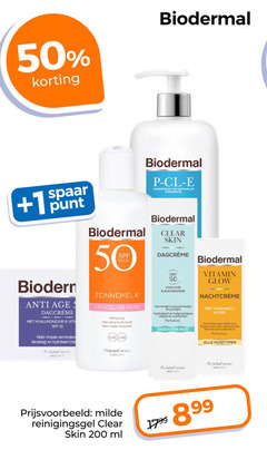  15 50 200 biodermal 1 spaar punt ondersteunt clear skin anti visage hyaluronzuur vita rimpels hydrateert naturel hoog zonnemelk gevoelige huid water resistant uma uvb uva onzuiverheden puistjes donkere vlekjes perfume onzuivere vitamin glow vitamine zink regenereert huidelasticiteit herstelt parfum huidtypen milde reinigingsgel ml 