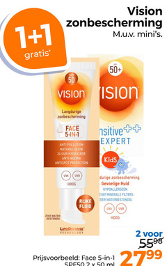  1 2 5 24 50 vision zonbescherming face anti natural glow uur hydratatie antispot protection sensitive expert kids water bestendig uva uvb hoog rijke fluid gevoelige huid hypoallergeen minerale filters waterbestendig technology spf50 ml 