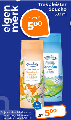  trekpleister huismerk douchegel 4 300 500 merk douche ml mandarijn bloesem cederhout mild verzorgend shampoo sport activeert 5 
