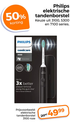  philips electrische tandenborstel 50 3100 7100 elektrische series sonicare advanced sonic technology pressure sensor up to 3x removal along gum line manual toothbrush roze 
