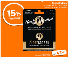  1 5 15 50 150 5000 dinerbon nederland waarde genieten besteden restaurants nr.1 cadeaukaart winkelier geactiveerd t.w.v. 
