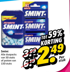  smint kauwgom 19 50 150 pack xl mints peppermint sugarfree duopacks stuks potten stuk 