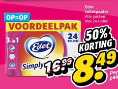  edet toiletpapier 1 3 24 50 absorberend pakken rollen 16 simply pak 