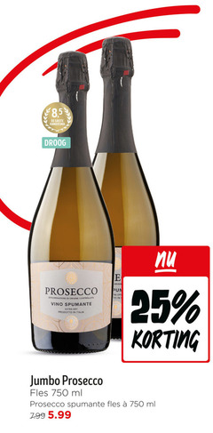  prosecco 25 750 8 5 hamersma droog denominazione origine vino spumante dry prodotto italia jumbo fles ml origin to 5.99 