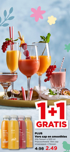  plus huismerk fruitsmoothie vruchtensap 1 2 500 vers sap ananas mango passievrucht sinaasappel aardbei appel banaan lus 500ml smoothies flessen ml 