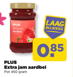  plus huismerk jam 450 aardbei laag blijvers pot 