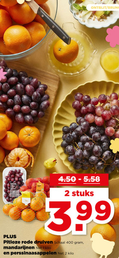  druiven perssinaasappelen mandarijnen 1 2 400 ontbijt brunch pitloze rode manda stuks 3.99 schaal kilo 
