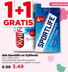  sportlife xylifresh kauwgom 1 2 4 pack vernieuwd recept tanden kruis koffie zoet sugar free kassa smashmint suikervrij pakken stuks gums freshness 