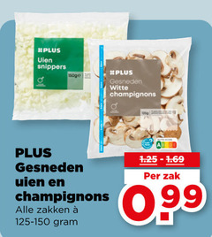  uien champignons snippers gesneden witte zakken zak 