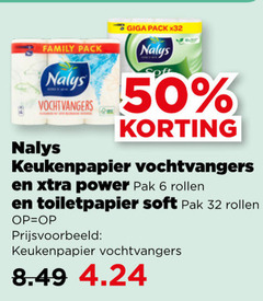  nalys keukenpapier toiletpapier 6 32 50 family pack vochtvangers giga power pak rollen soft 