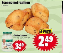  scones 4 rozijnen cream clotted pot pack 