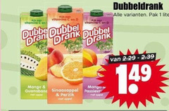  dubbeldrank fruitdrank 1 vitamine dubbel drank pak liter mango sinaasappel mal appel perzik passievrucht 
