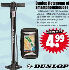  2 99 dunlop fietspomp smartphonehouder pompen o.a. fietsbanden ballen opblaasbaar speelgoed adapters opbergbakje spatwaterdicht elders 