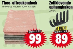  4 99 100 thee keukendoek kleuren katoen zelfklevende ophanghaken zwart elders delig 