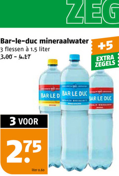  bar le duc mineraalwater 3 flessen liter 5 zegels 