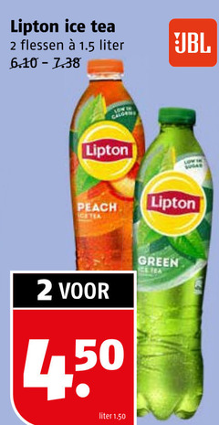  lipton ice tea 2 450 flessen liter calorie peach sugar green 