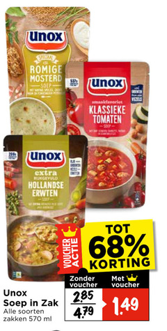  unox soep 200 5370 romige mosterd hollandse erwten klassieke tomaten vezels zak soorten zakken ml voucher 