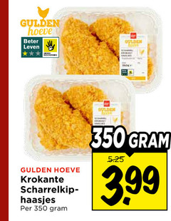  kipfilethaasjes kipschnitzels 350 gulden hoeve beter leven bescherming golden krokante haasjes 3.99 