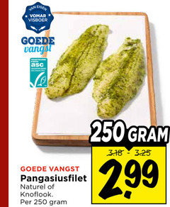  250 visboer vangst kweek orde gecertificeerd pangasiusfilet naturel knoflook 