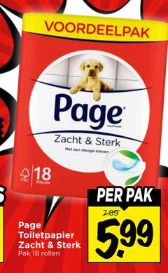  page toiletpapier 18 rollen zacht vleugje katoen pak 5.99 