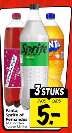  fanta fernandes sprite frisdrank fero sugar lemon line cherry bol soorten flessen 1 5 liter 3stuks 