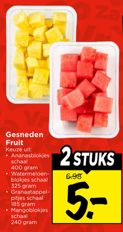  mango ananas 2 240 400 gesneden fruit ananasblokjes schaal blokjes pitjes mangoblokjes stuks 