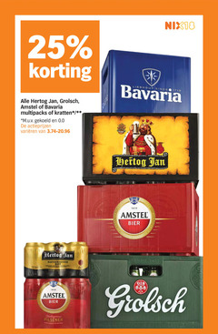  amstel grolsch hertog jan bavaria krat bier 18 25 1870 multipacks kratten m.u.v gekoeld 0.0 varieeren lieshout natuurzuiver learn pilsener b 