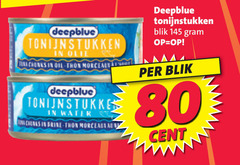  deepblue tonijn in blik 80 tonijnstukken olie chunks oil thon water brine cent 