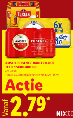  amstel texels radler bier speciaalbieren blikjes 1870 speciaalbier traditiegetrouw pilsener volmout 6x 30ml 0.0 skuumkoppe 4 6 33 varieeren nix18 