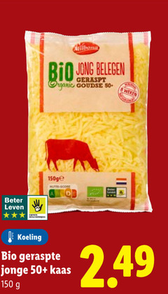  geraspte kaas 150 bio jong belegen geraspt organic goudse weken beter leven koeling nutri score jonge 50 