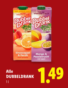  dubbeldrank fruitdrank 11 rijk vitamine dank sinaasappel perzik fruit mango passievrucht appel 
