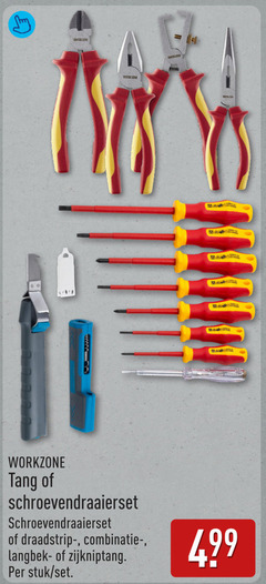  go workzone tang schroevendraaierset langbektang zijkniptang stuk 